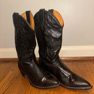 J Chisholm black lizard women's boots